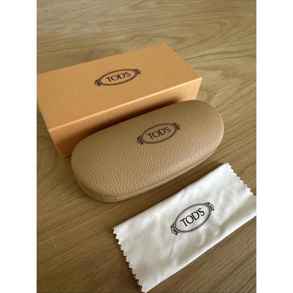 Tod's Pebble Leather Tan Sunglass Eyeglass Case, Designer Box, with Dust Cloth